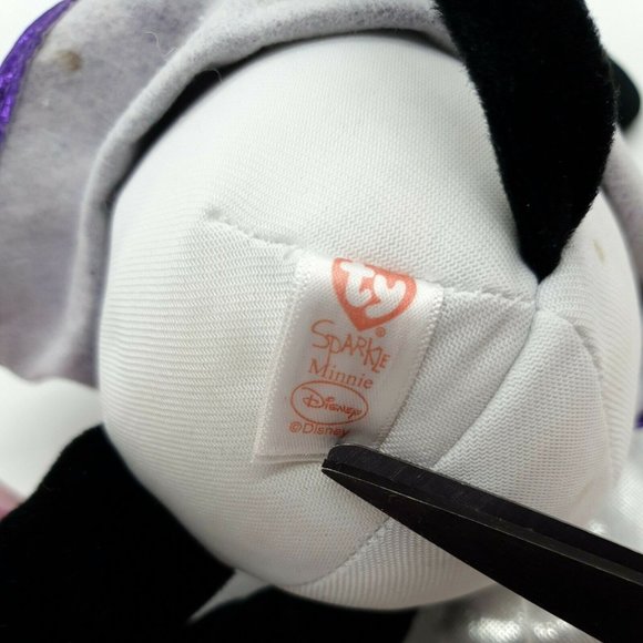 Disney Ty Sparkle Minnie Mouse Purple Dress Pink Polka Dot Collectable 16" Clean - Picture 11 of 12